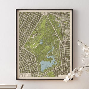 Prospect Park Map Art Print, Brooklyn, New York City, Unframed