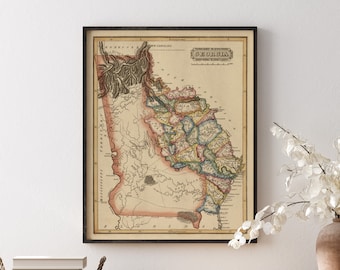Old Georgia Map Art Print, 1817, Archival Reproduction, Unframed