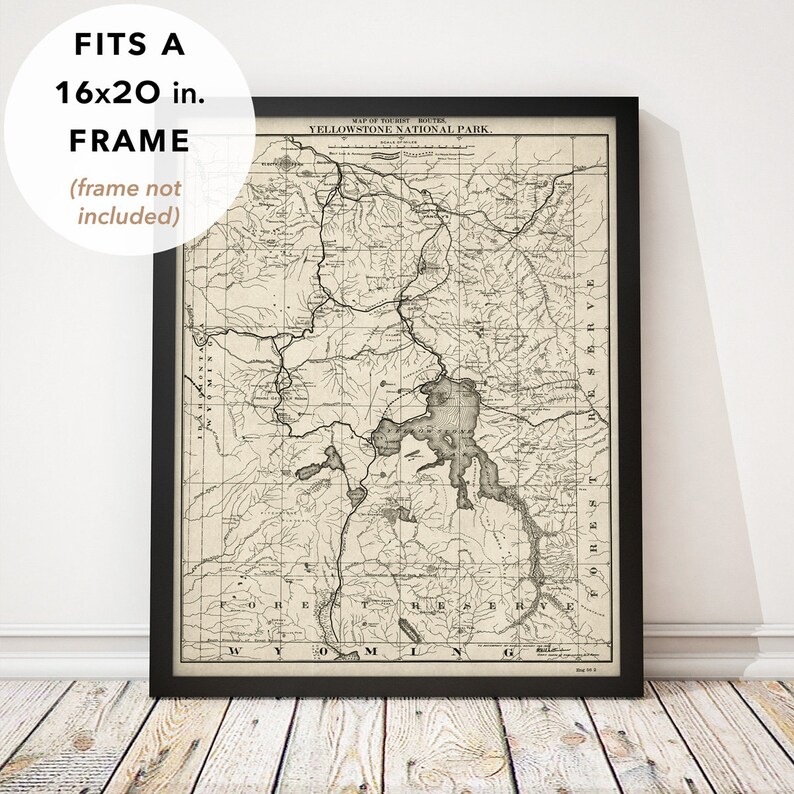 old yellowstone national park map art print 1900 antique map etsy