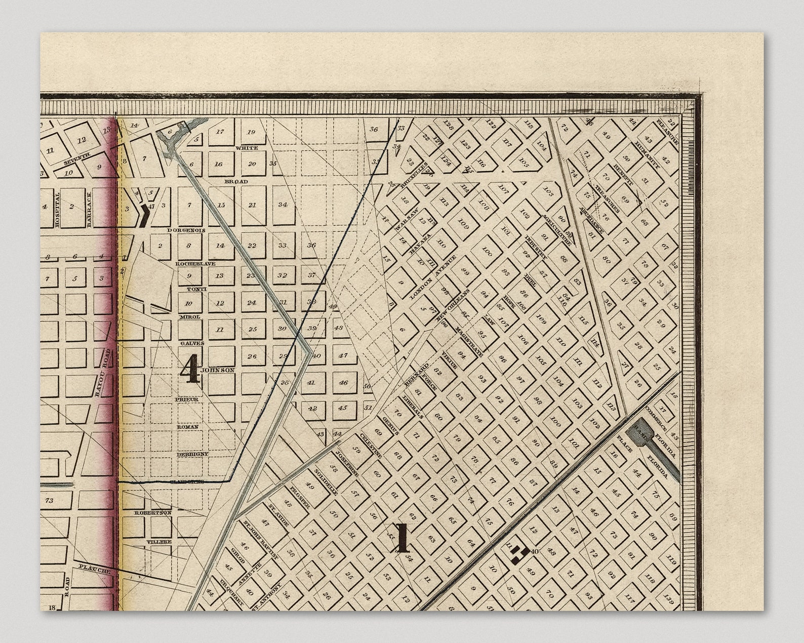 Old New Orleans Map Art Print 1845 Archival Reproduction - Etsy