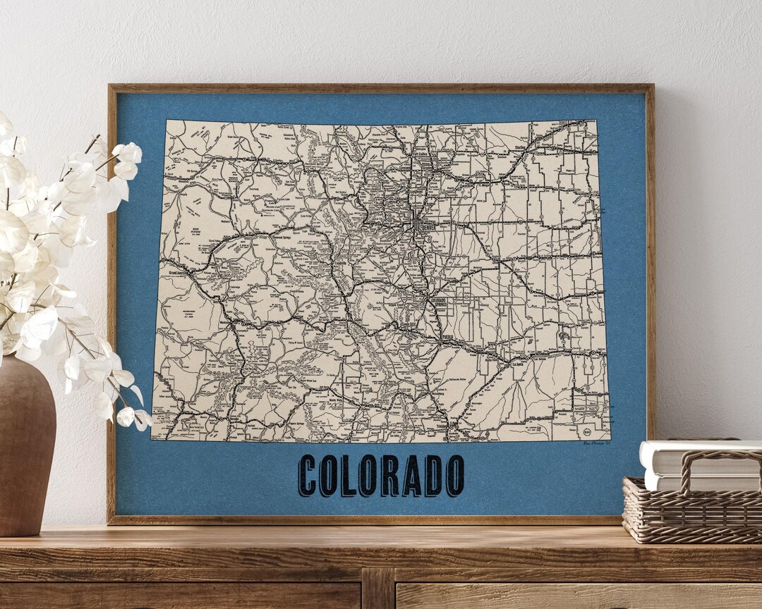 Colorado Road Map Art Print, Multiple Colors, Retro Style Archival Wall ...