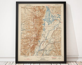 Old Grand Teton National Park Map Art Print, 1899, Archival Reproduction, Historic USGS Topographic Map, 16x20, Unframed