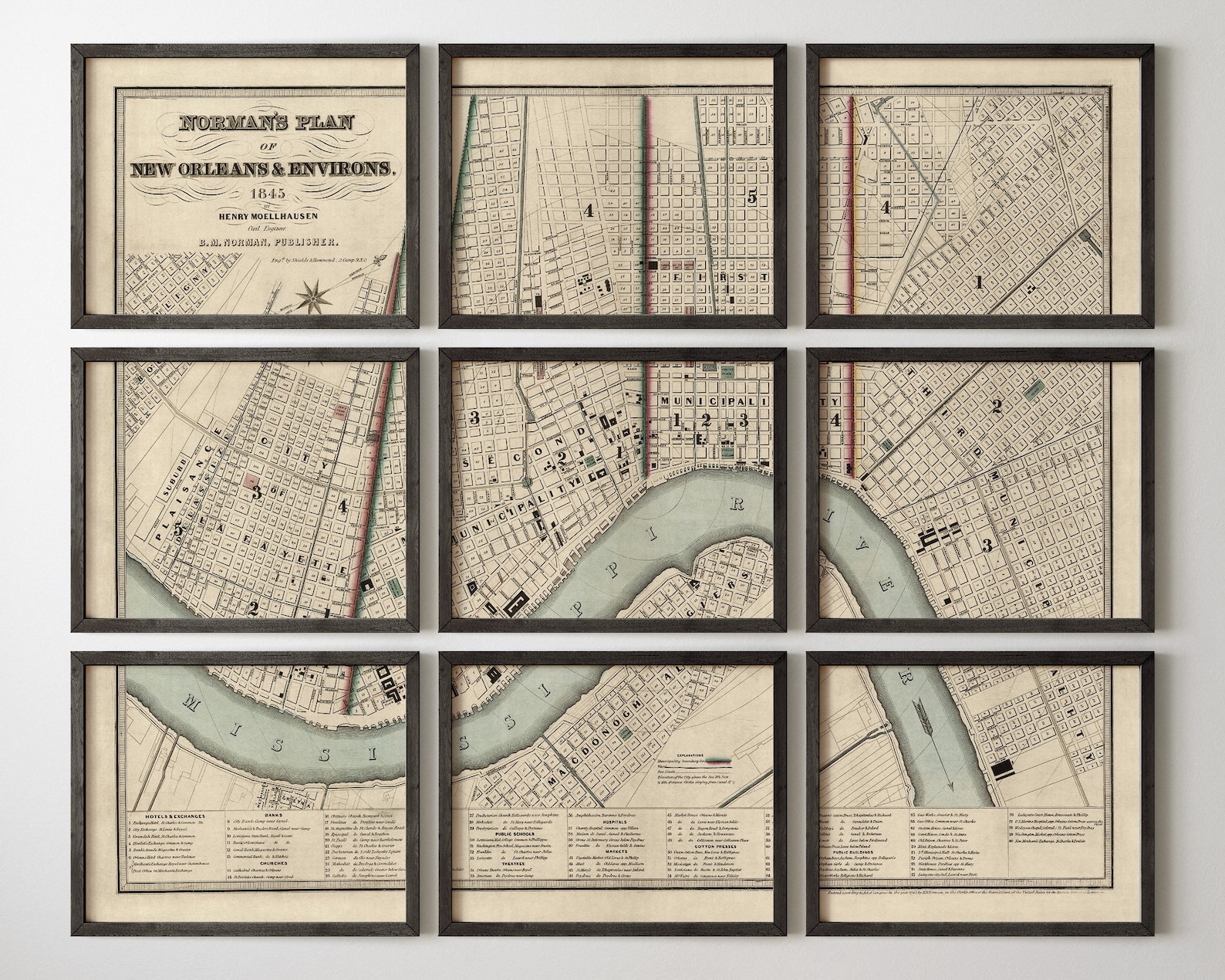 Old New Orleans Map Art Print 1845 Archival Reproduction | Etsy