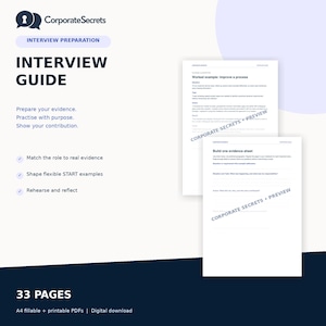 Guia para Entrevista de Emprego | Estrutura de Respostas START, Perguntas Práticas e Planilhas de Evidências | PDF Preenchível e Imprimível