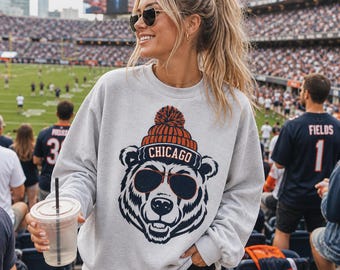 Vintage Chicago Bears Crewneck Sweatshirt, Chicago Football Fan Gifts Sweatshirt, Unisex Gifts For Football Fan