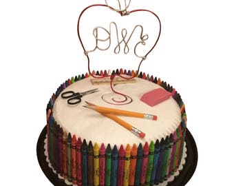 Apple Cake Topper, Personalized Cake Topper, Teacher's Gift, Teacher Retirement, Teacher Appreciation, Education Topper, Cake Topper