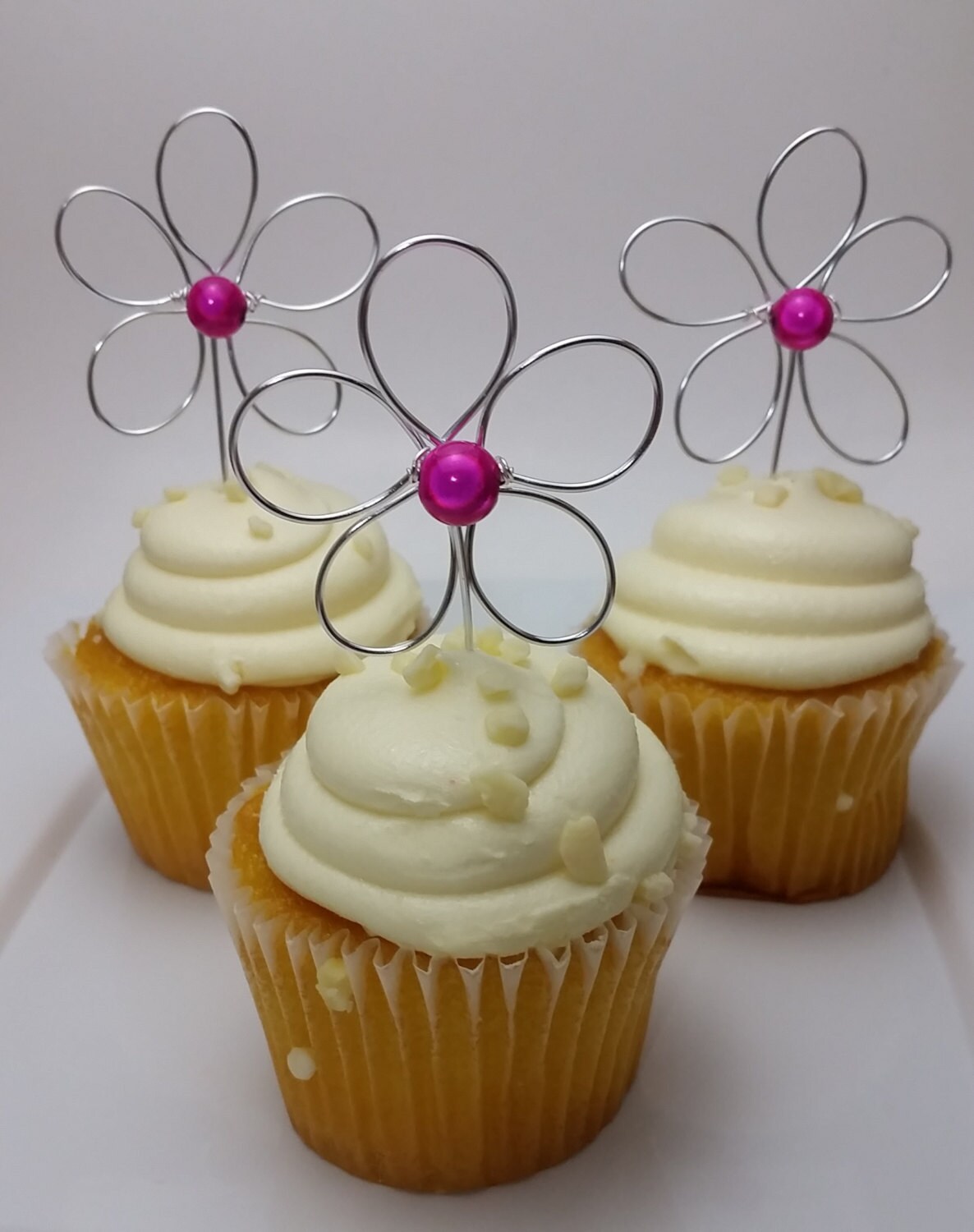 Flower Cupcake Toppers, Set of 6, 12, 24, Birthday, Shower, or Bridal