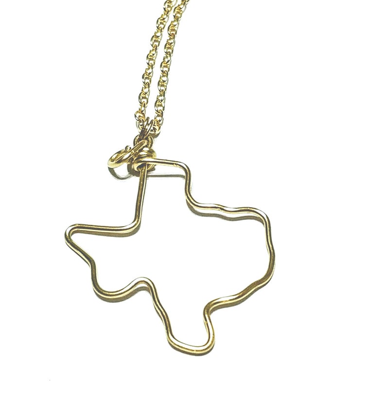 Wire Wrapped Texas Necklace, State Necklace, Texas Charm Necklace, Custom State Jewelry, Texas Jewelry, Gifts under 30, Teacher's Gift image 1