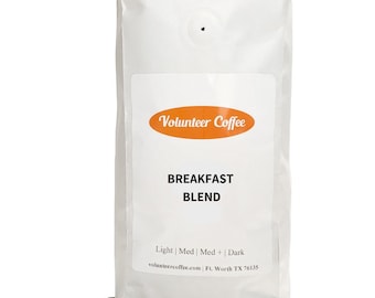 Breakfast Blend Freshly Roasted Gourmet Coffee Fair Trade Whole or Ground Beans 12oz bag