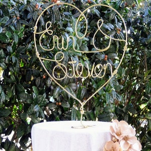 Wedding Cake Heart Topper Personalized with Names or Bride & Groom or  Mr and Mrs