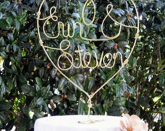 Wedding Cake Heart Topper Personalized with Names or Bride & Groom or  Mr and Mrs