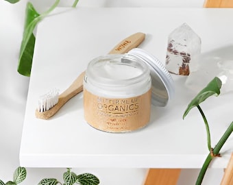 Organic Essential Oil Toothpaste: Sweet Orange or Peppermint, 2oz Glass Jar