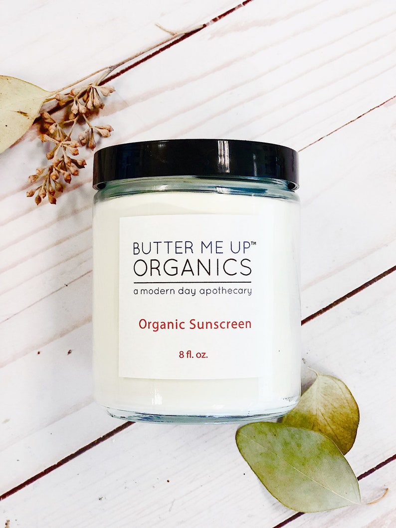 8 oz Natural Organic Sunscreen / Safe Sunscreen / Non-Nano Zinc Oxide Sunscreen / Sun Protection / Butter Me Up Organics image 3