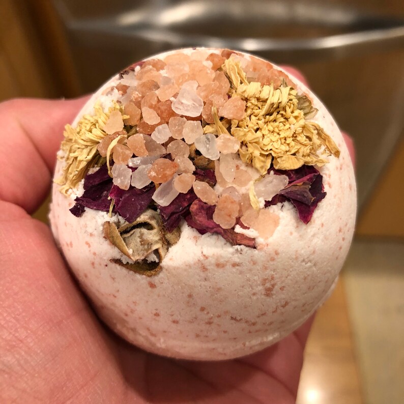 Organic Bath Bomb with Crystal Inside / Crystal Bath Bomb / Etsy