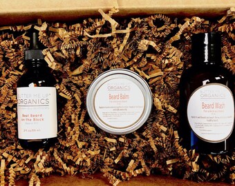 Organic Beard Kit / Organic Beard Wash / Organic Beard Balm / Organic Beard Wax / Organic Beard Oil / Holiday Gift / Valentine's Day Gift