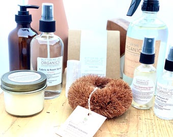 Organic Home Cleaning Gift Set: Energy Spray, Toilet Tabs & More