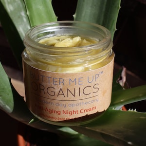 Anti Aging / Night Cream / Face Moisturizer / Organic / Green Tea / Skin Nutrition / GLASS jar / image 7