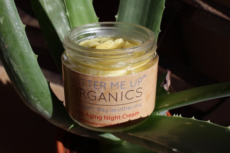 Anti Aging / Night Cream / Face Moisturizer / Organic / Green Tea / Skin Nutrition / GLASS jar / image 7