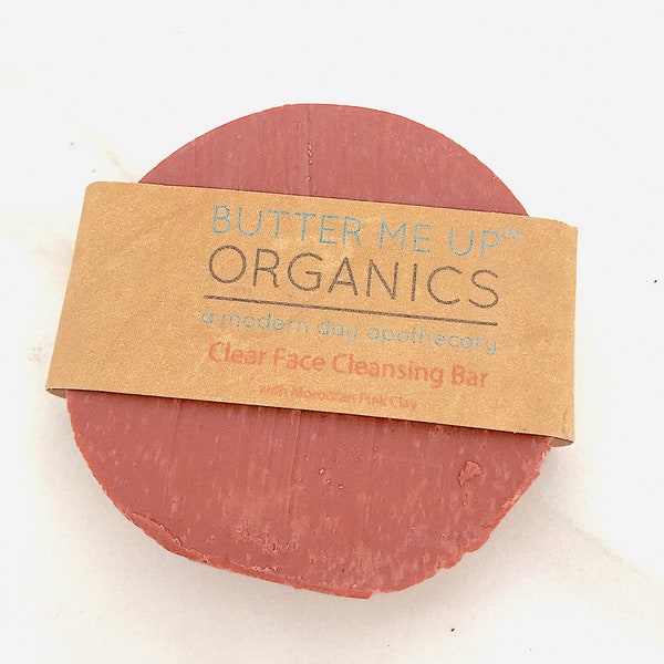 Organic Facial Bar / Organic Face Soap / Rose Clay Soap / Clay Soap Bar / Acne Face Soap / Gentle Face Wash