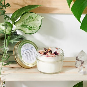 Love / Intention Candle/ Ritual Candle / Rose Quartz / Crystal Candle