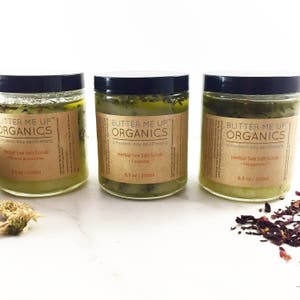 Organic Sea Salt Scrub /Herbal Scrub / Spa Day / Pamper Treat / Gentle Exfoliating