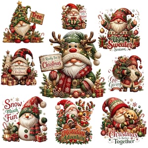 Jultomte PNG-paket, 20+ vintage jultomte Clipart, vintersublimeringsdesigner, skandinavisk julprydnad PNG, digital PNG