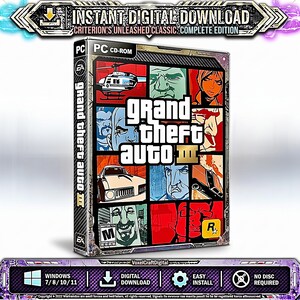 GTA 3 - Grand Theft Auto III - Gra na PC Windows Offline, (Pobieranie cyfrowe) Klasyczna gra z otwartym światem, Akcja, Przygoda, Kryminał