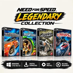 Puede incluir: Un conjunto de juegos para PC Need for Speed Legendary Collection que incluye cuatro cajas: Underground, Underground 2, Most Wanted Black Edition y Carbon. La colección incluye compatibilidad con Windows 7/8/10/11, descarga digital e instalación fácil.