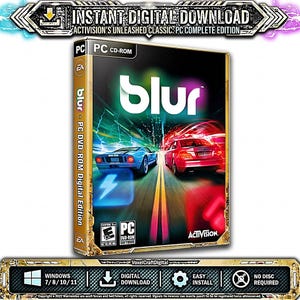 Blur PC-spel 2010 - (Digital nedladdning) Fullständigt offline-spel för Windows, fordonsstrids-arkad-racingsimulator. Riktiga licensierade bilar.