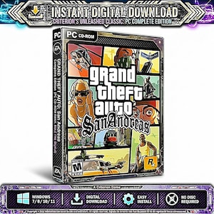 Grand Theft Auto San Andreas 2005 - PC Game (Digital Download) - Action Adventure, Classic Nostalgia Retro Game