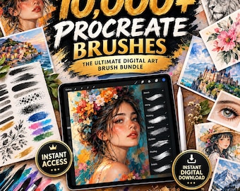 10,000+ Procreate Brushes Bundle, Digital Art Brush Set, Instant Access