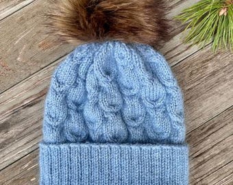 Patrón de gorro de punto trenzado, descarga en PDF, patrón de gorro de punto moderno, descarga digital