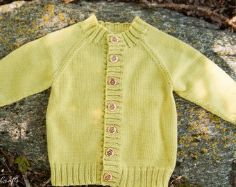 Merino wool baby sweater, wool cardigan, knit wool coat, green infant jacket , toddler cardigan, kids jacket, ready to ship!