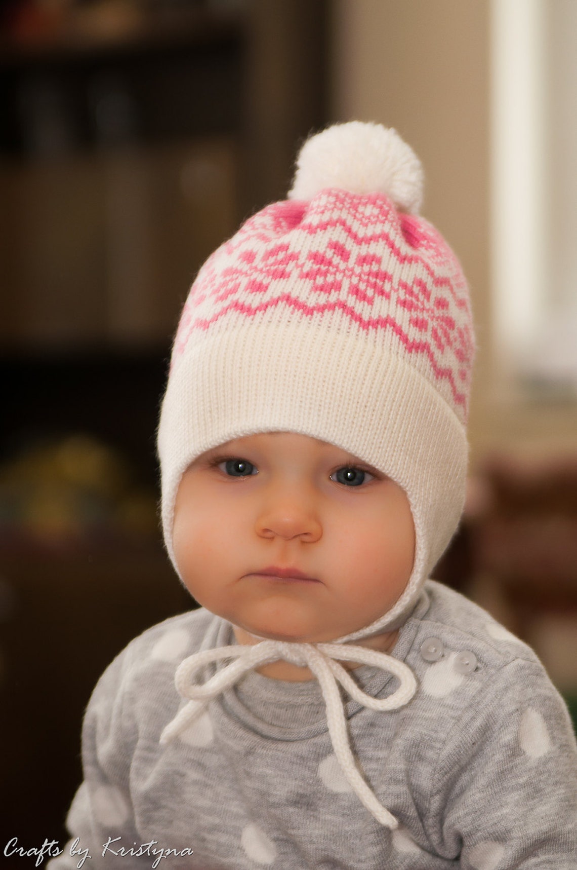 Pink Baby Earflap Winter Hat Kids Wool Hat White Bamboo Hat Etsy Denmark