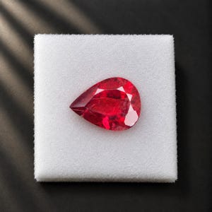 Naturlig röd spinell ädelsten, päronslipad, 2,85 karat (10,50x7,50 x 5 MM)