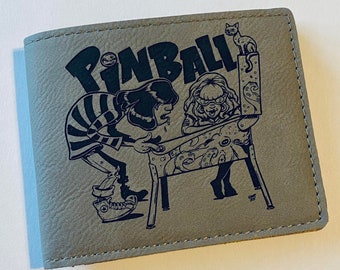 Pinball Daze Limited Edition Slim Bifold Men's Wallet, artist Johnny Crap