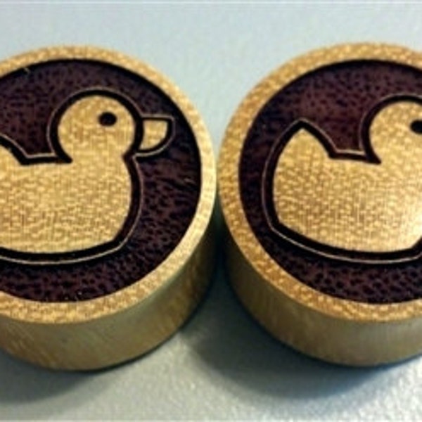 Custom Handmade Organic "Rubber Ducky" Wood Plugs - You choose wood type/color and size 7/16" - 30mm