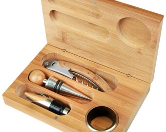 Bamboo Wine Tool Set (comes with 4 tools) - Made With YOUR DESIGN