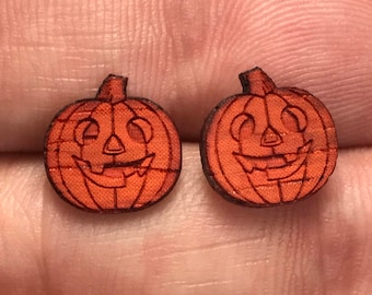 Pumpkin Earrings handmade with organic Padauk exotic Hardwood