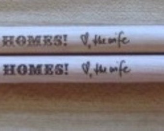 Pair of Custom Etched and Personalized Drumsticks