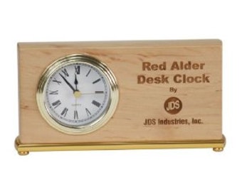 Personalized 4 x 7 1/2 Red Alder Horizontal Desk Clock - BRAND NEW