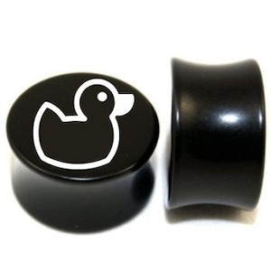 Pair of Black Acrylic "Rubber Ducky" Plugs - 0g - 3/4"