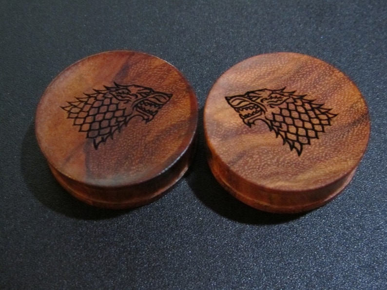 Pair of Handmade Organic Wooden Ear Plugs Custom Made w/ Your Design Sizes from 9/16 30mm image 3