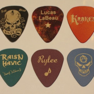 One (1) Brand New Custom Personalized Engraved Guitar Pick from Enhanced Acrylic Plastic