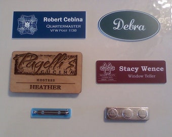 Custom Personalized Engraved Name Badges - Name Tags - MADE TO ORDER