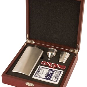 Personalized  Rosewood Flask Gift Set - FREE ENGRAVING