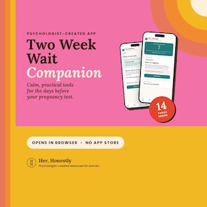 Two Week Wait App, 2WW Companion for TTC and IVF, Daily Check-In & Coping Tools, Psychologist-Created