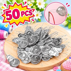 50PCS Bow Wire Needle Threader Sew Insertion Tool For Hand And Machine Sewing
