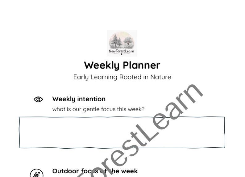 School Routine Text Weekly Nature Planner | Forest School Inspired | Gentle Early Years ...