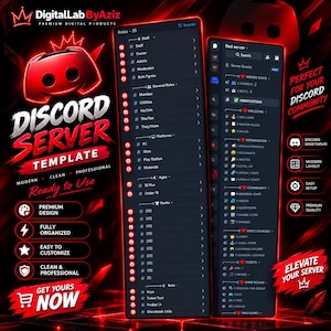 Red Gaming Discord Server Template |Modern Community Layout (Digital Download)